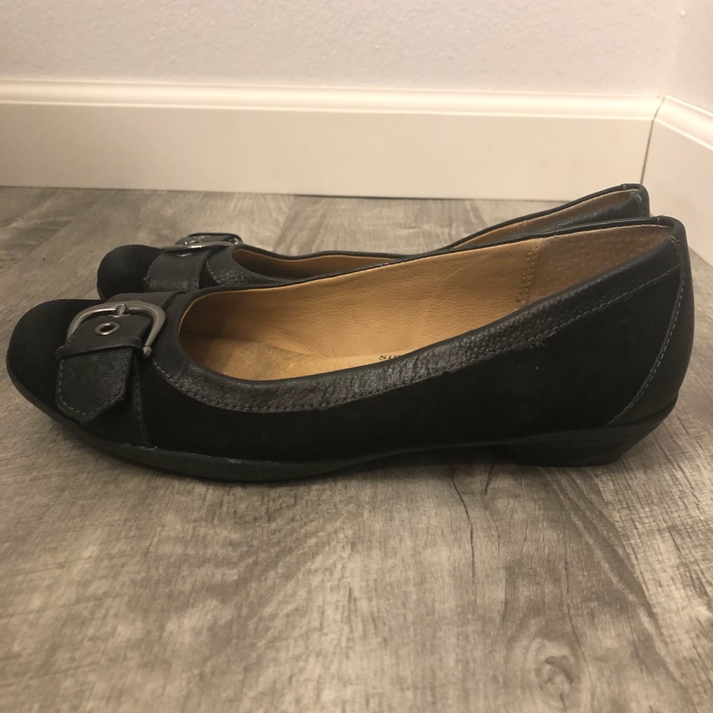 Softspots Narrow Suede Buckle Flats